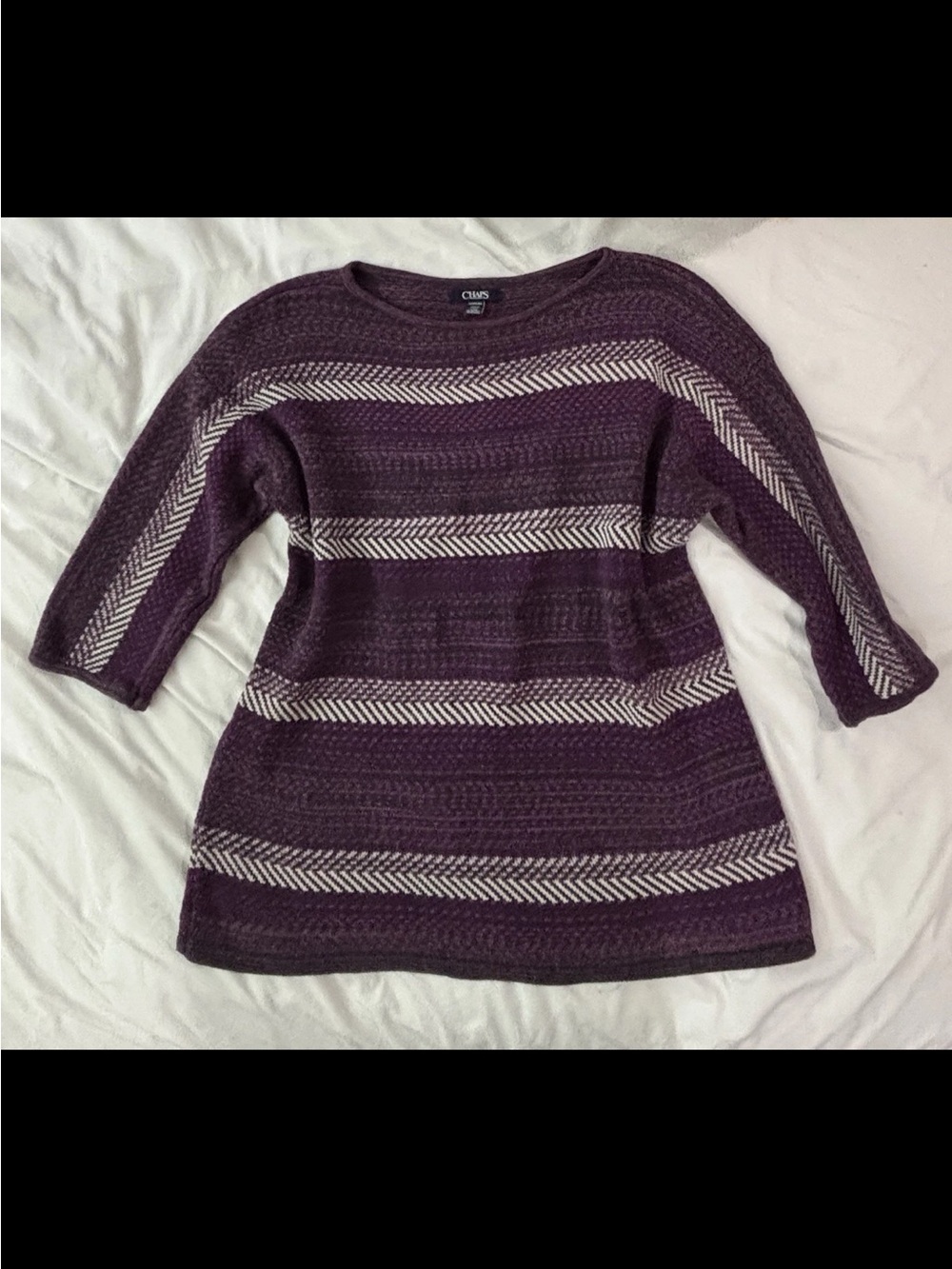 Chaps Ralph Lauren Vintage Womams Knit Sweater 3/4 Sleeve Sz.1XL Old Money